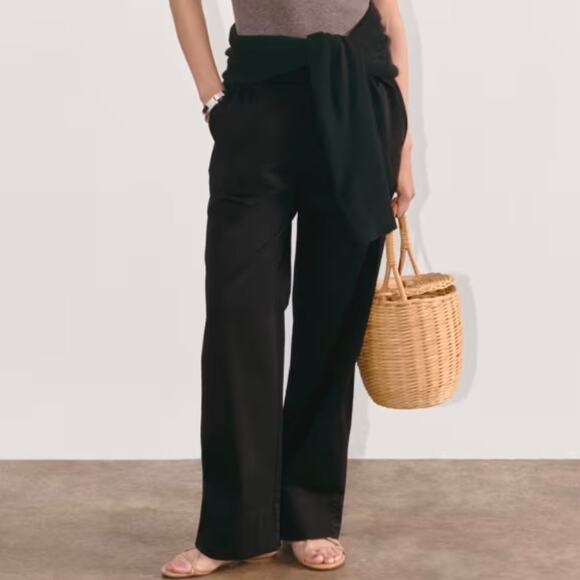 NWT Everlane The Easy Straight Leg Pant Women's XL Black Pull on
